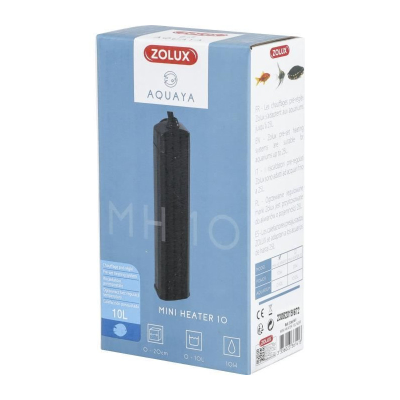 Preset heater - Zolux - 10 W - For aquariums 0 to 10 L - Temperature 2
