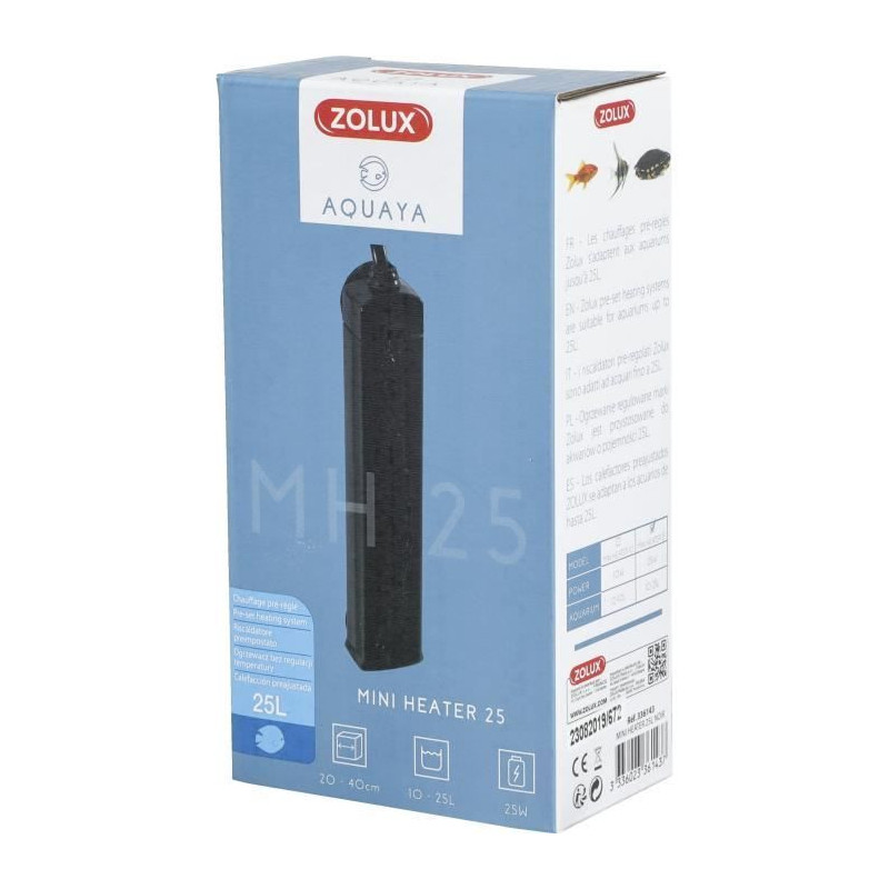 Zolux Preset Heater - 23W - For 10-25L Aquarium - Heating Indicator -