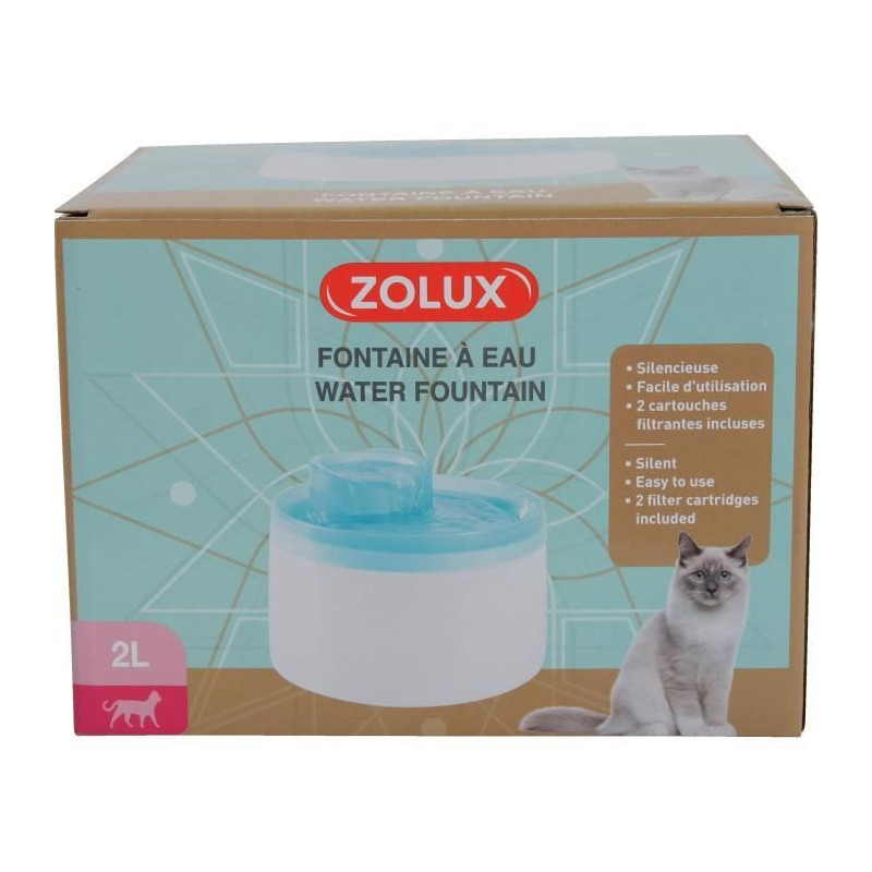 Zolux Water Fountain - For Cats and Dogs - With Filter Cartridge - 2 L