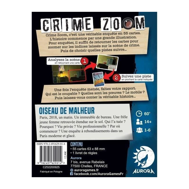 Crime Zoom: Bird of Misfortune - Asmodee - Investigation game - Ages 1