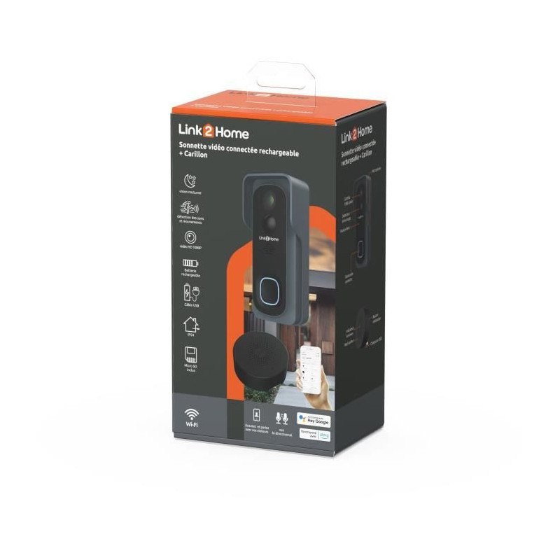 Connected Doorbell Kit - LINK2HOME - Wi-Fi - Two-way Audio - Wireless