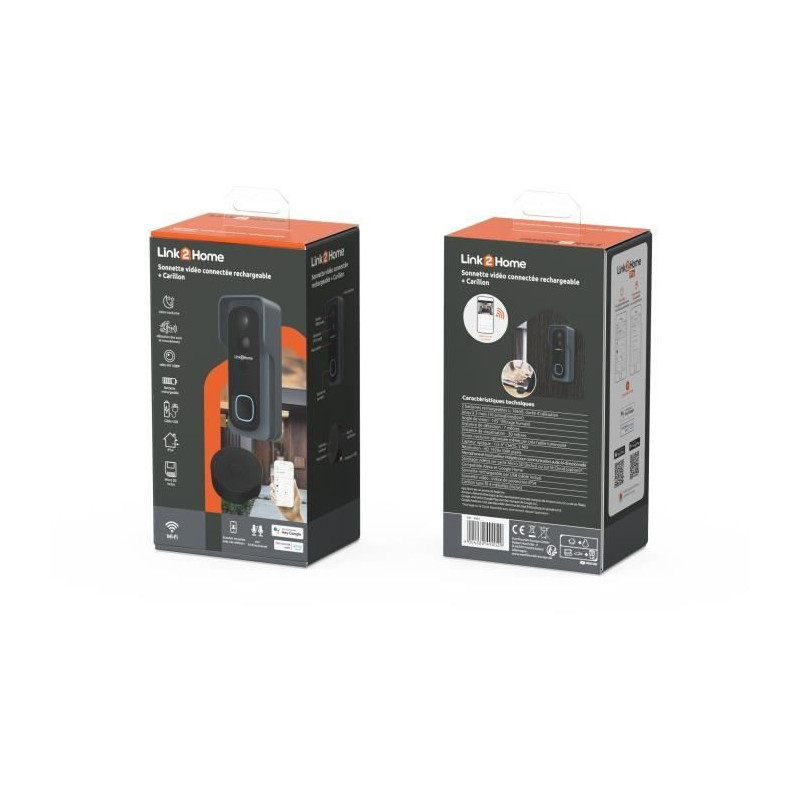 Connected Doorbell Kit - LINK2HOME - Wi-Fi - Two-way Audio - Wireless