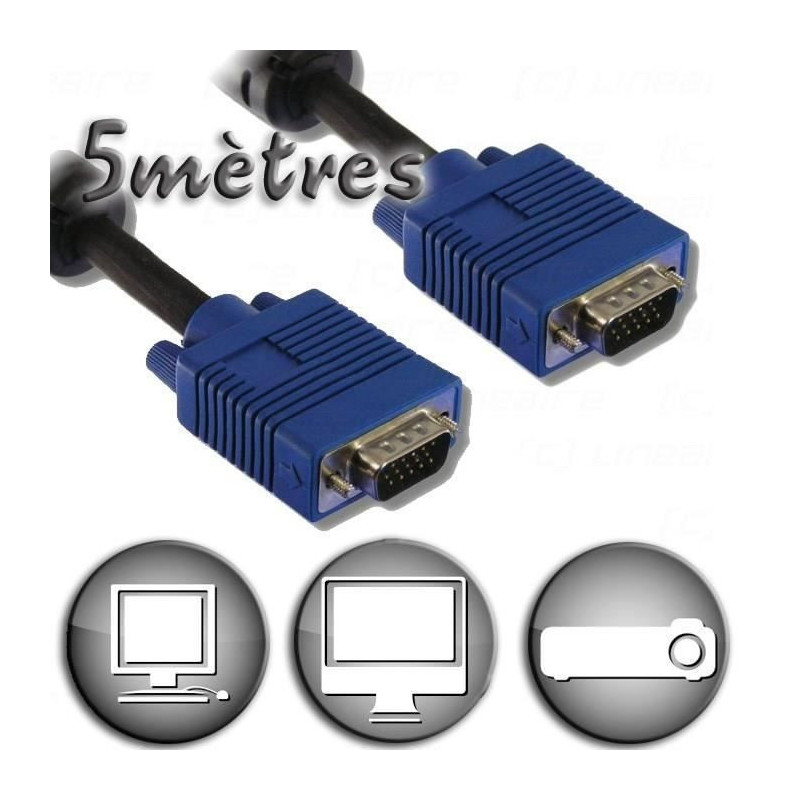 VGA Cable HD15 Male / Male - 5m