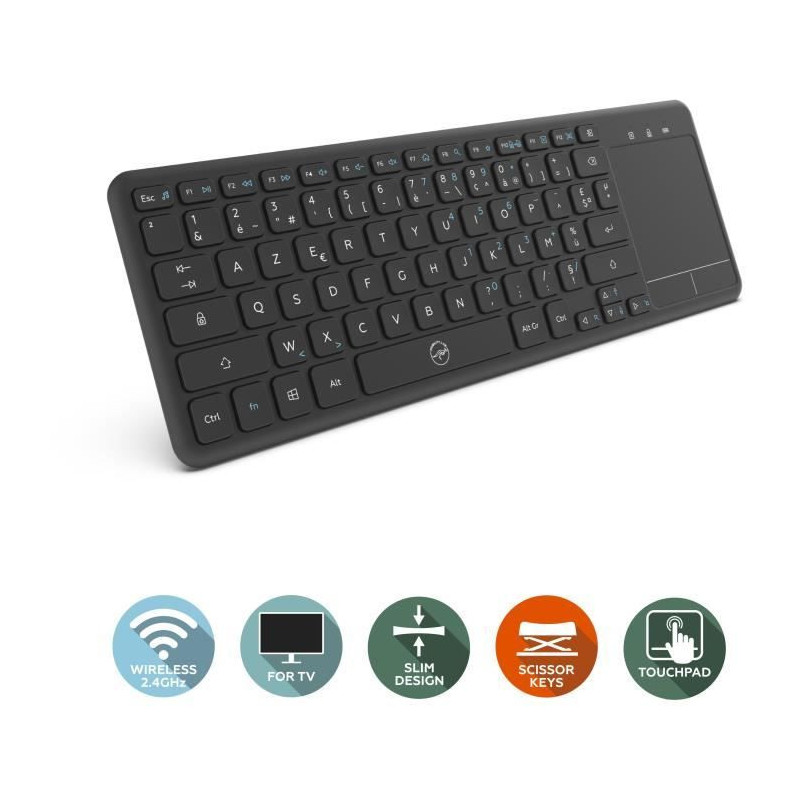 Wireless keyboard for smart TV - MOBILITY - Black - Azerty