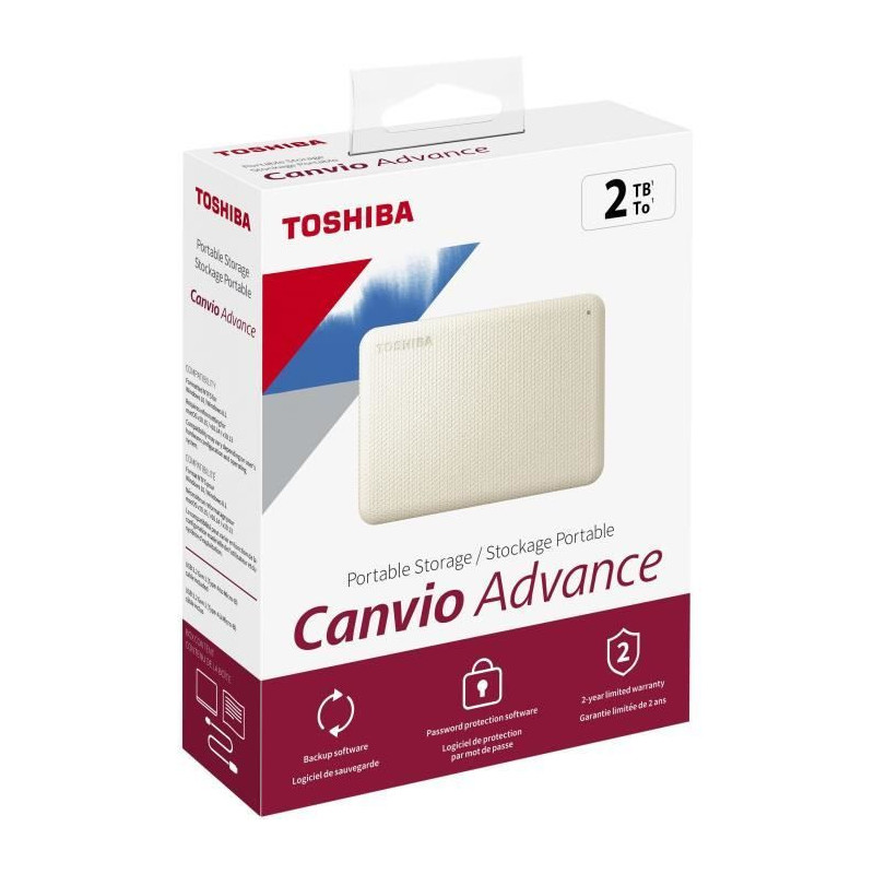 External hard drive - TOSHIBA - CANVIO ADVANCE - 2 TB - White - Securi