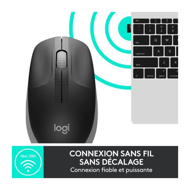 LOGITECH - M190 Mid Gray Wireless Mouse