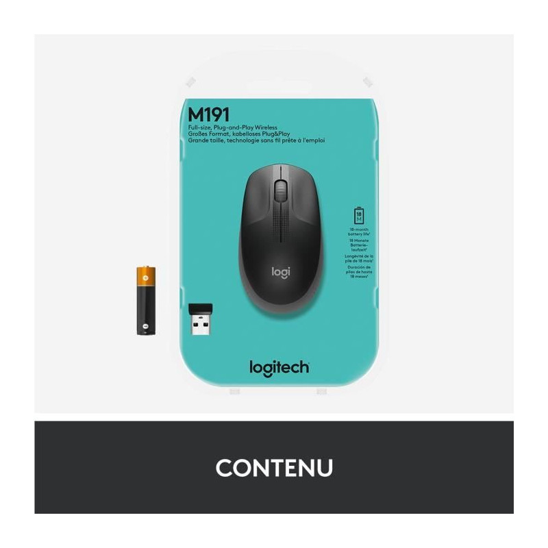 LOGITECH - M190 Mid Gray Wireless Mouse