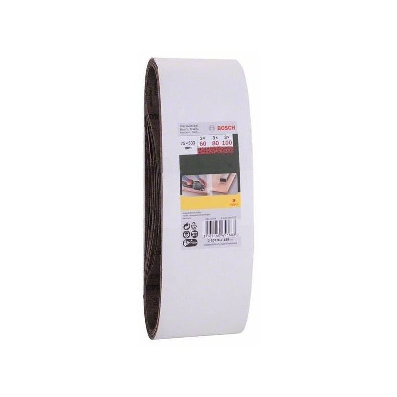Set of 9 abrasives for stripper A band 74x533 grain 60/80/100 - Bosch