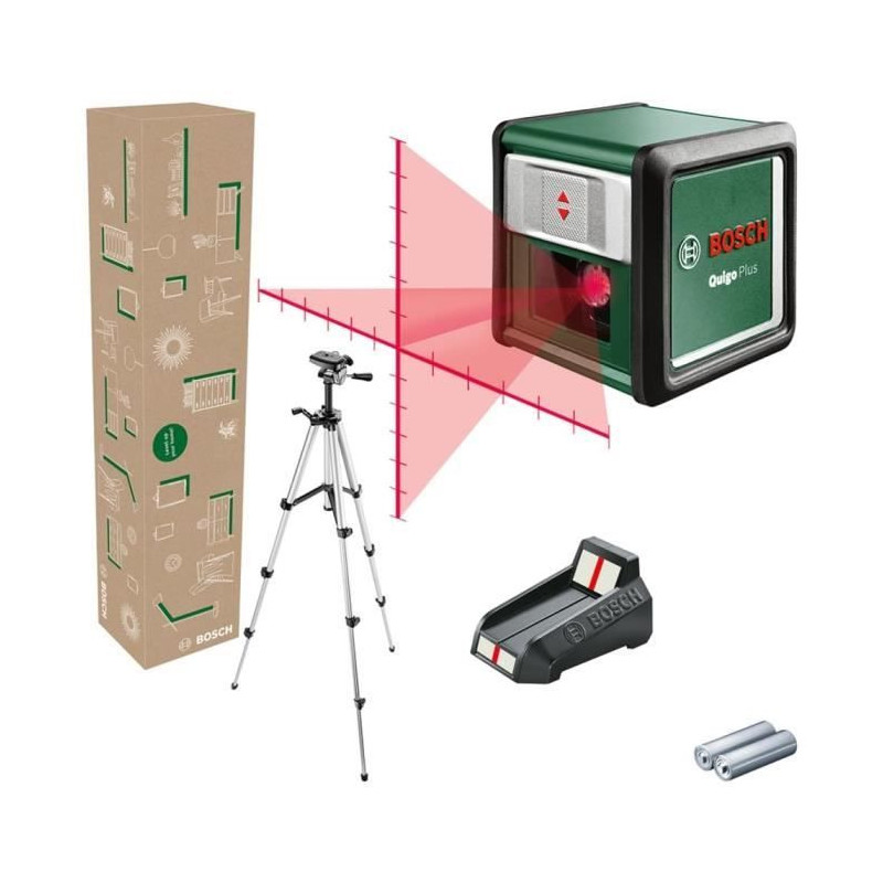 Bosch Cross Line Laser - Quigo + (7 m range, supplied with batteries,