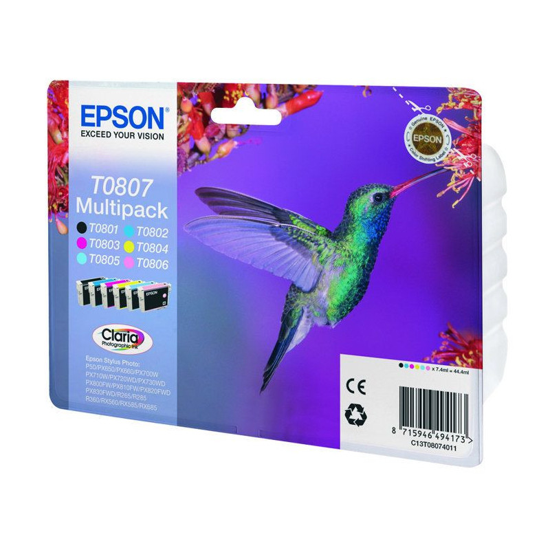 Epson T0807 Colibri Multipack Color Ink Cartridges