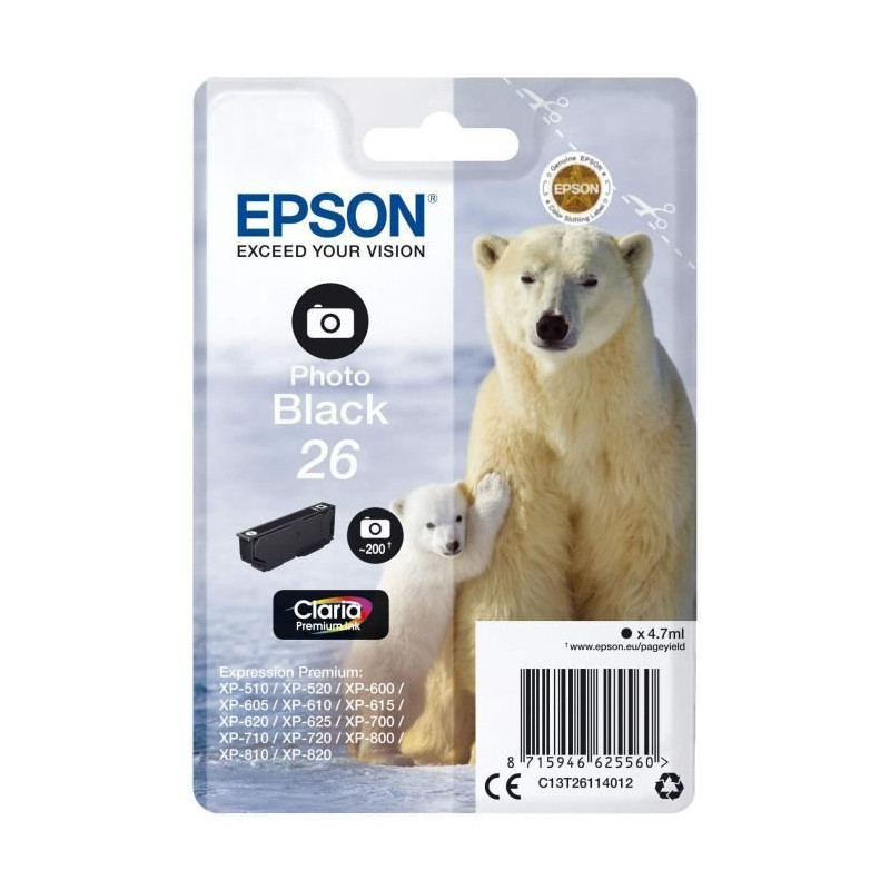 Epson T2611 Polar Bear Ink Cartridge Black Photo
