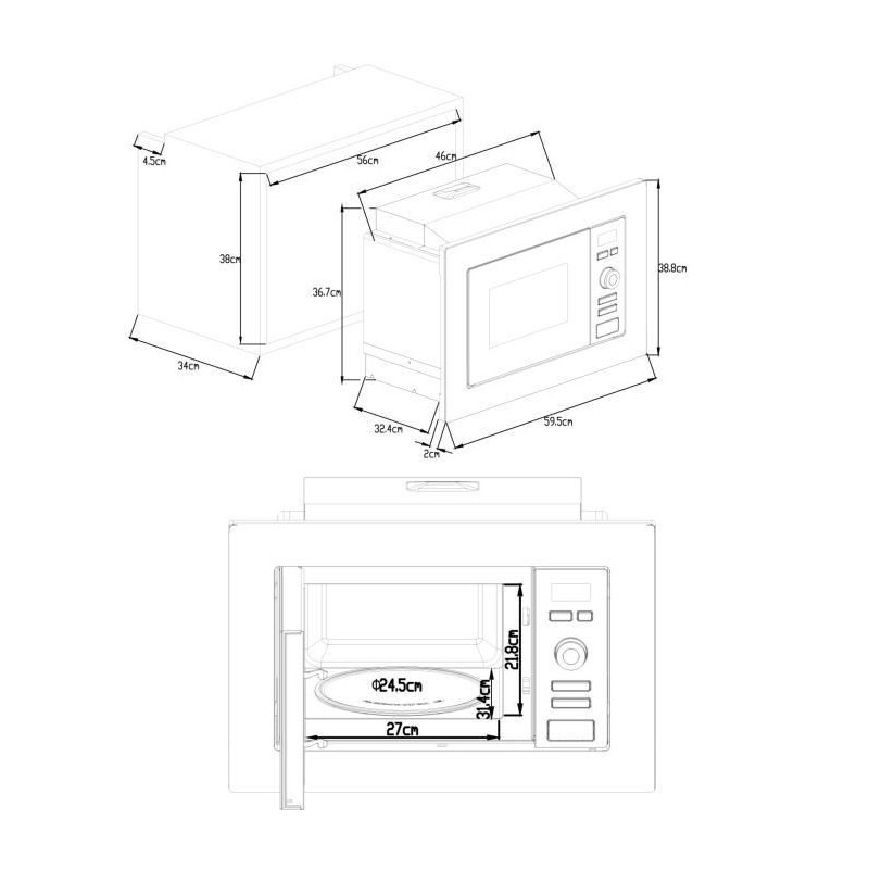 Continental Edison Mo20ixes Black and stainless steel microwave oven L