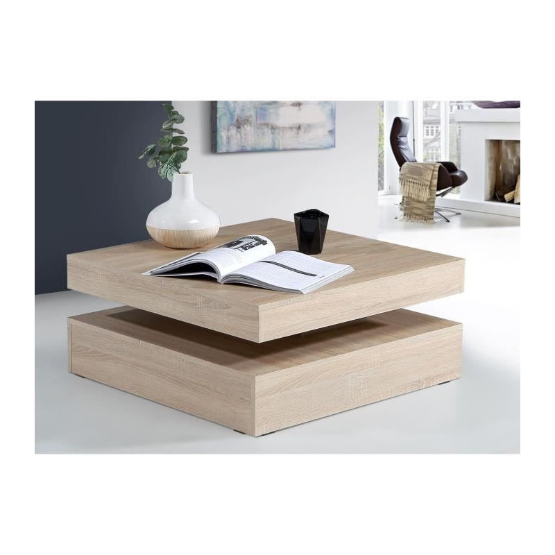 Coffee table with rotating top - Square - Oak - 78 x 78 x 36 cm - COFF