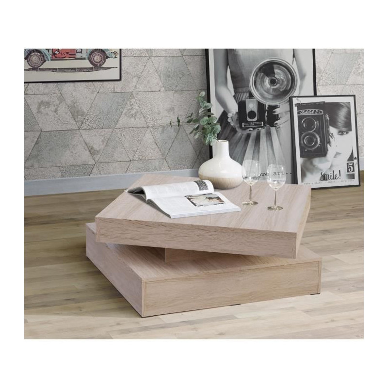 Coffee table with rotating top - Square - Oak - 78 x 78 x 36 cm - COFF