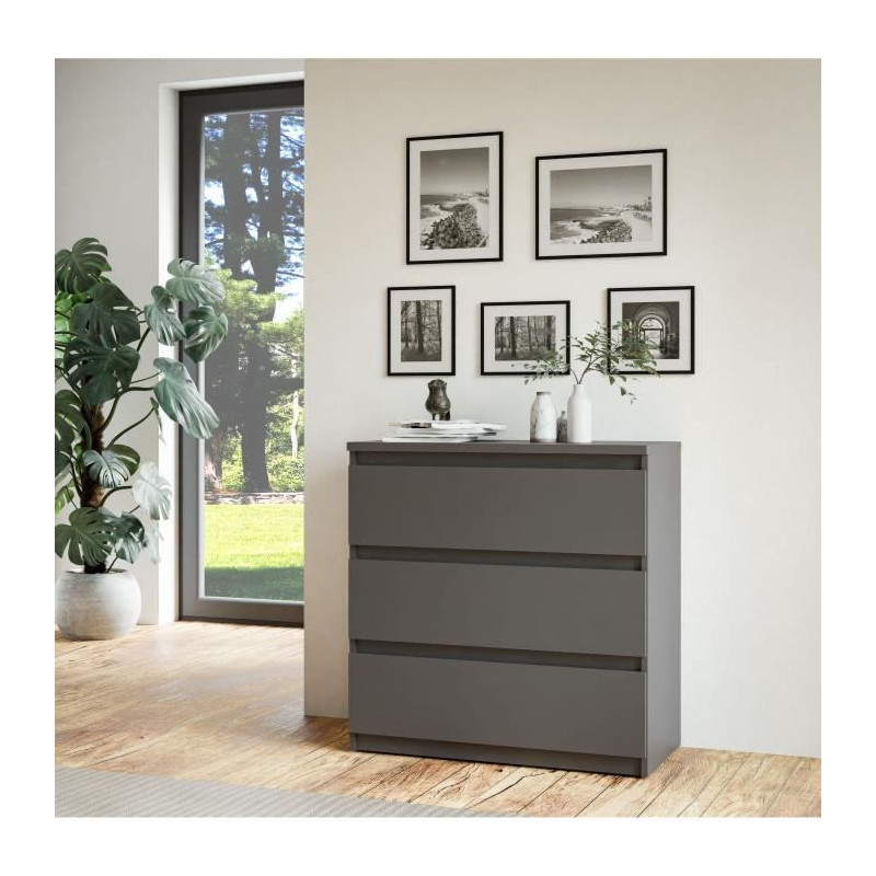Chest of drawers - CHELSEA - 3 drawers - Anthracite - 77.2 x 42.2 x 79