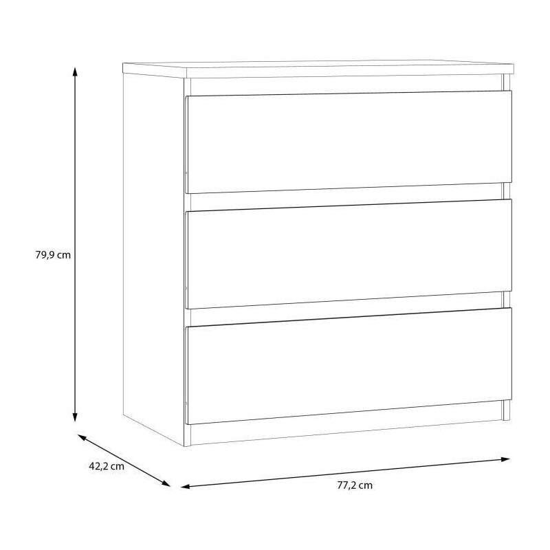 Chest of drawers - CHELSEA - 3 drawers - Anthracite - 77.2 x 42.2 x 79