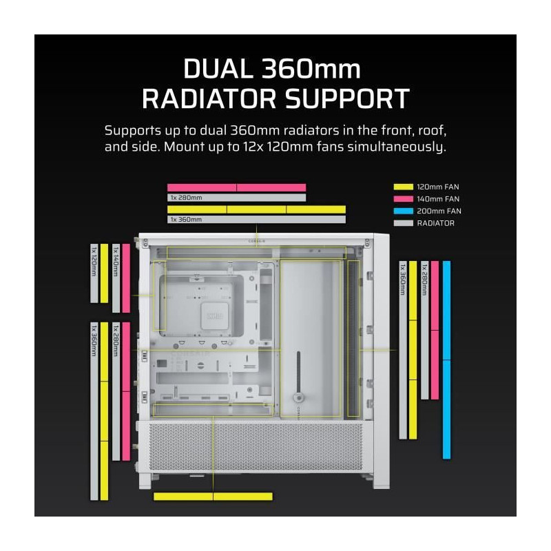 PC Case - CORSAIR - FRAME 4000D Series - Mid-Tower - White