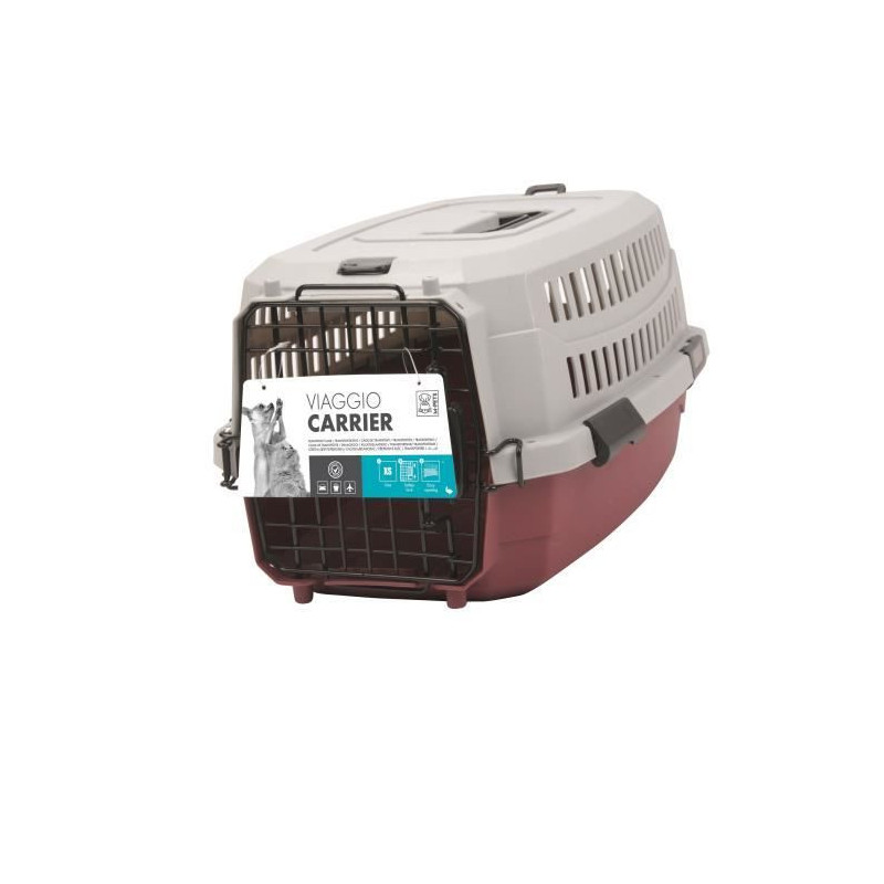 M -pets Viaggio Carrier M - 68x47.6x45cm - Bordeaux and Gray - for dog