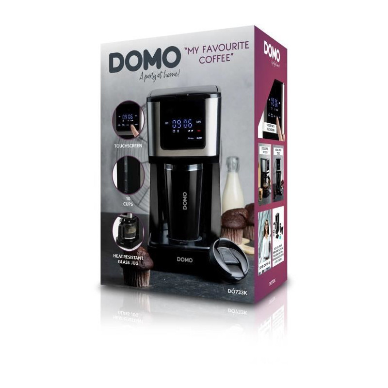 Filter coffee maker - DOMO - DO733K - 900 W - 4 to 10 cups - LCD scree