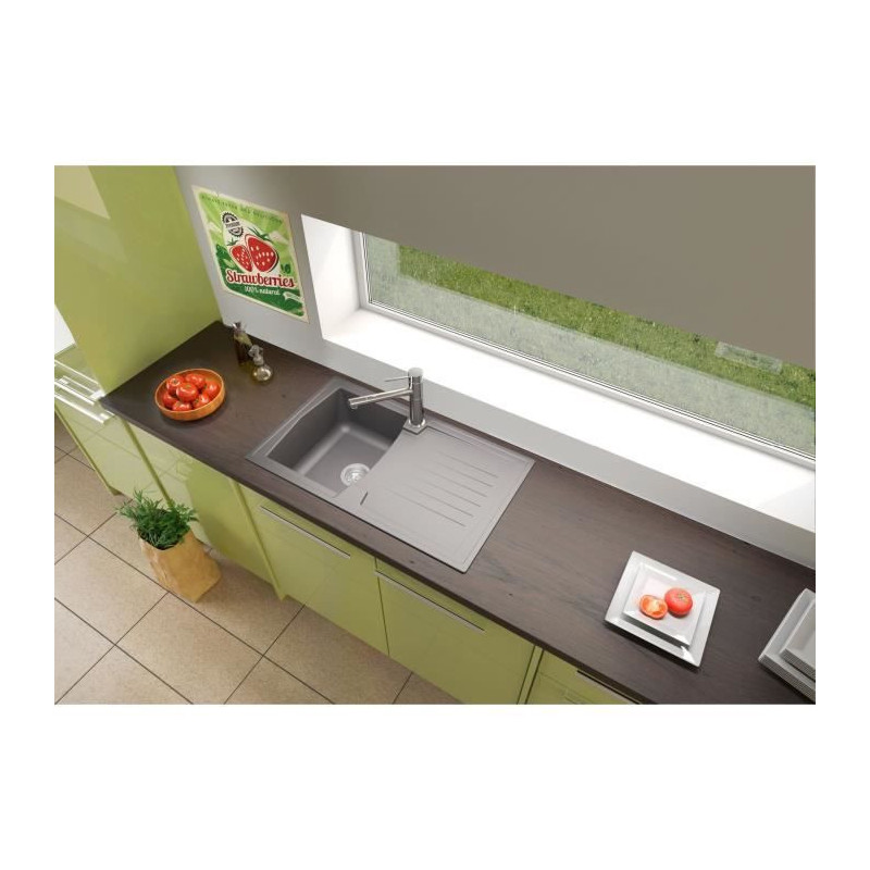 STRADOUR Built-in kitchen sink 1 bowl + 1 drainer Arena - Resin - 86 x