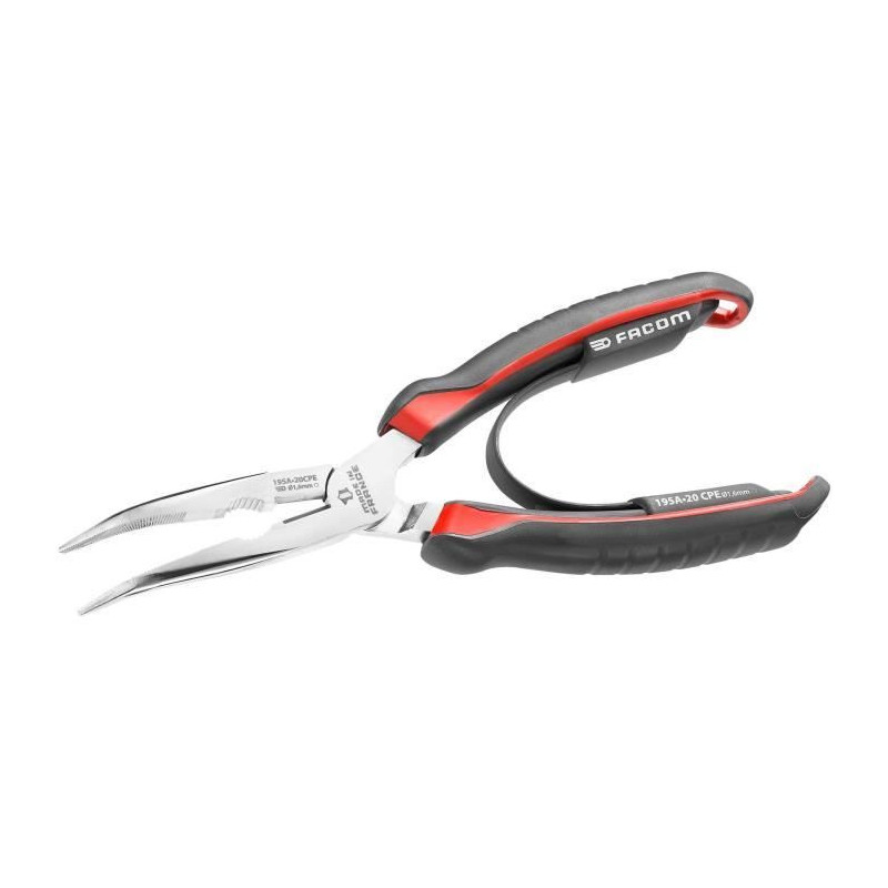Needle-nose pliers - FACOM - 195A.20CPEPB - Half round - Long - Bent -