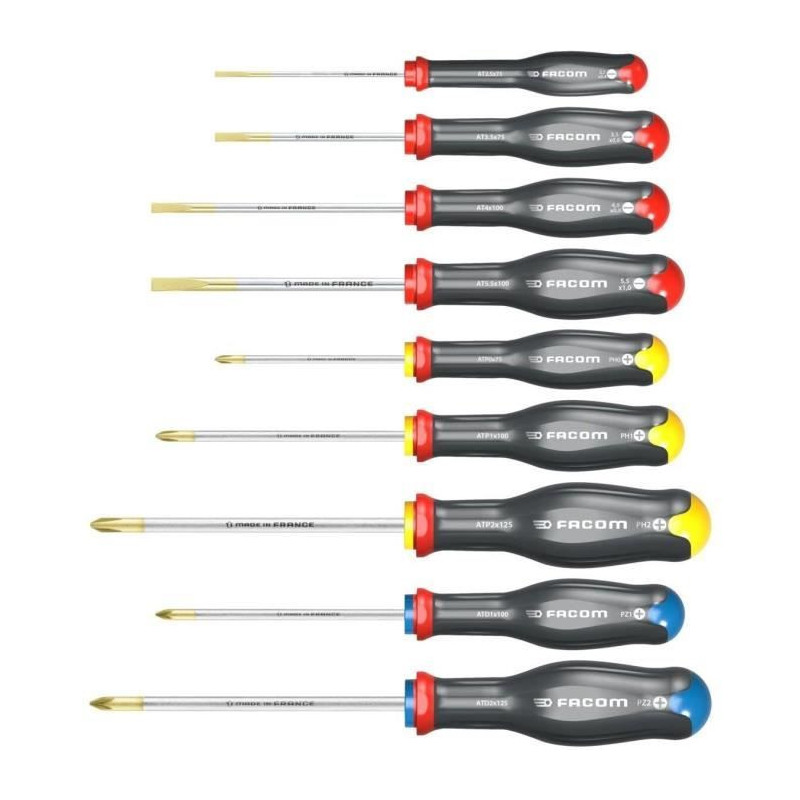 Box of 9 screwdriver Protwist Loven/Phillips/Prozidriv Facom - At.9pb