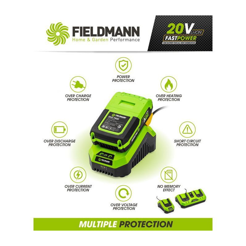 Charger - FIELDMANN - For 20V battery - Charges 2Ah in 60 min - Compat