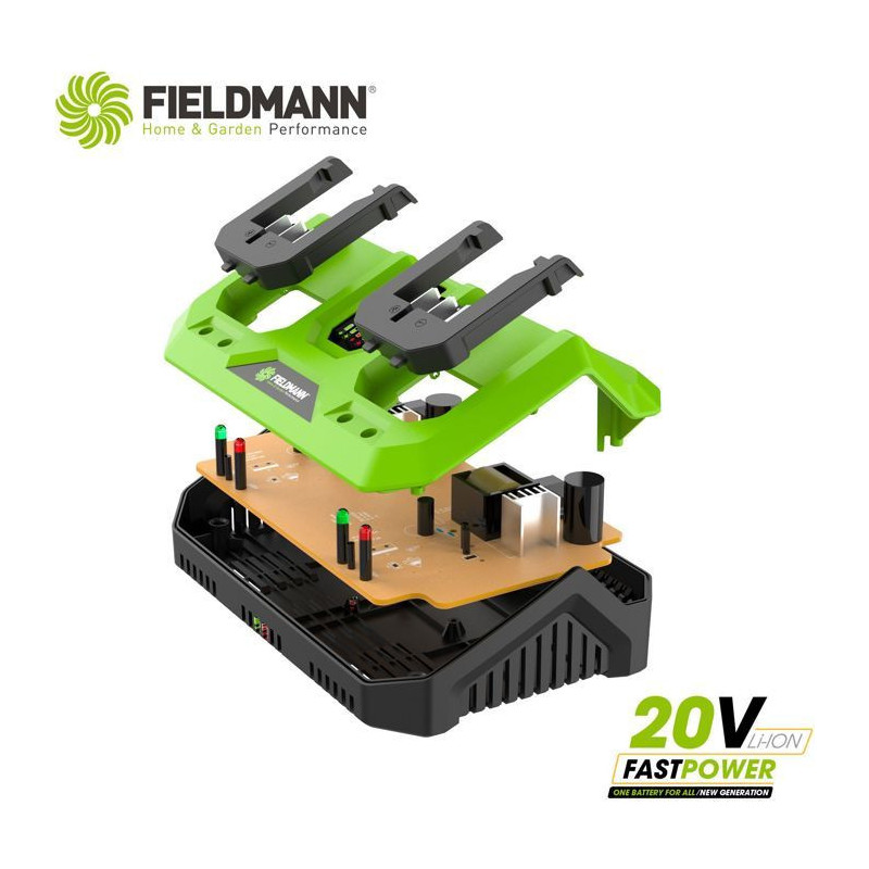 Double charger - FIELDMANN - For 20V batteries - Charge 2Ah in 60 min