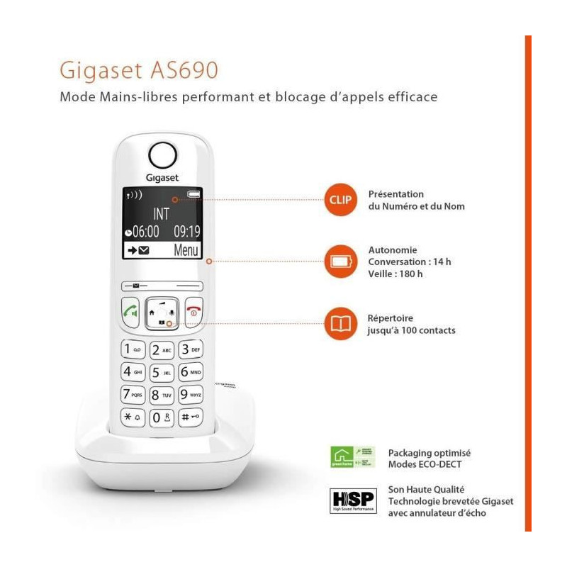 GIGASET Landline Telephone AS690 Trio White