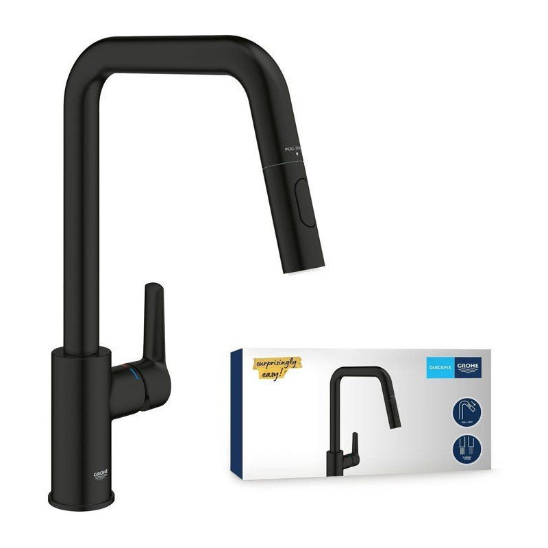 Kitchen faucet - Single-lever sink mixer - Matte black - High U-shaped