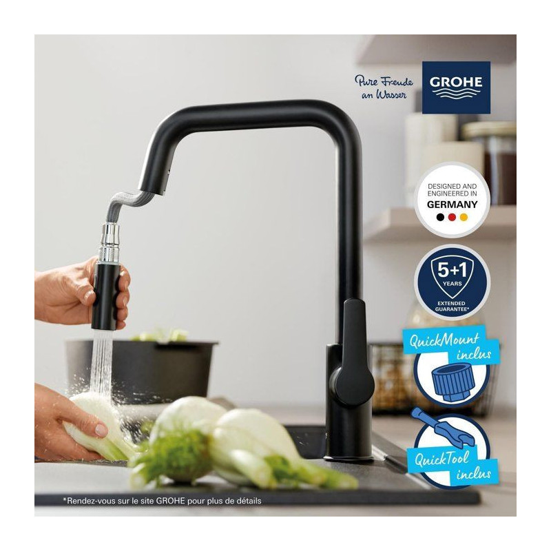 Kitchen faucet - Single-lever sink mixer - Matte black - High U-shaped