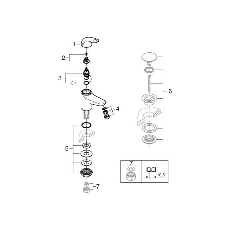 Single-fluid hand wash faucet - GROHE Swift - 20617001 - Chrome - Size