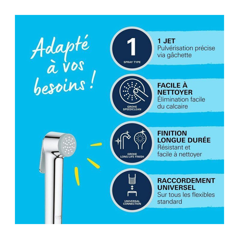 Shower head - GROHE Vitalio - 26351000 - 1 jet - Chrome - Hand shower