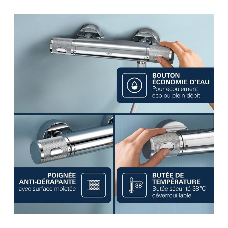 Grohe thermostatic mixer shower precision feel, wall mounting, tempera