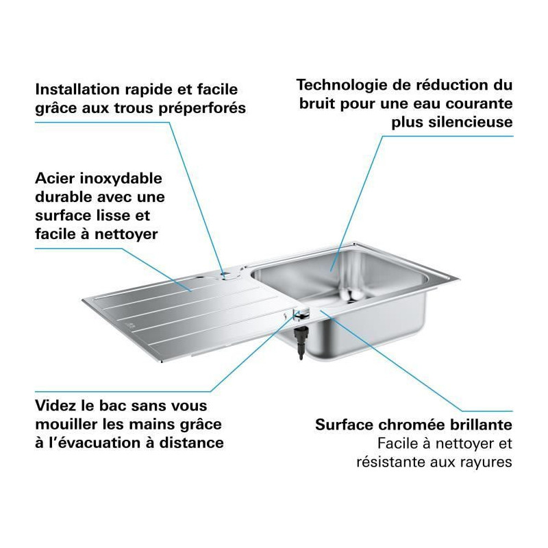 Sink - stainless steel - stainless steel - GROHE