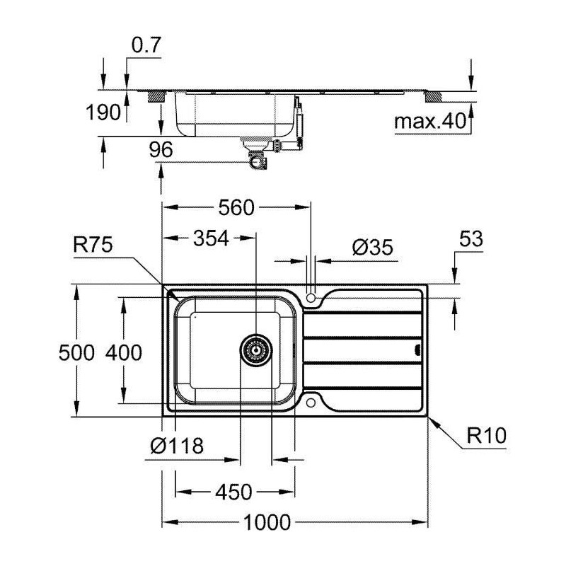 Sink - stainless steel - stainless steel - GROHE