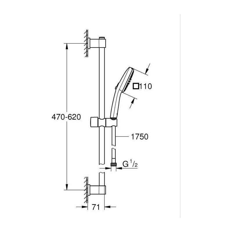 Shower set with 2 jets shower head, bar and flexible hose - GROHE Vita