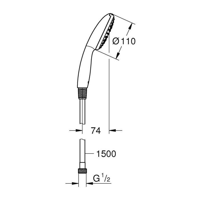 Flexible set and 1 jet shower head (Rain) - GROHE Vitalio Start 110 26