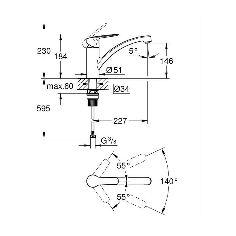 GROHE Start - 324412432 - Kitchen faucet - Single lever sink mixer - M