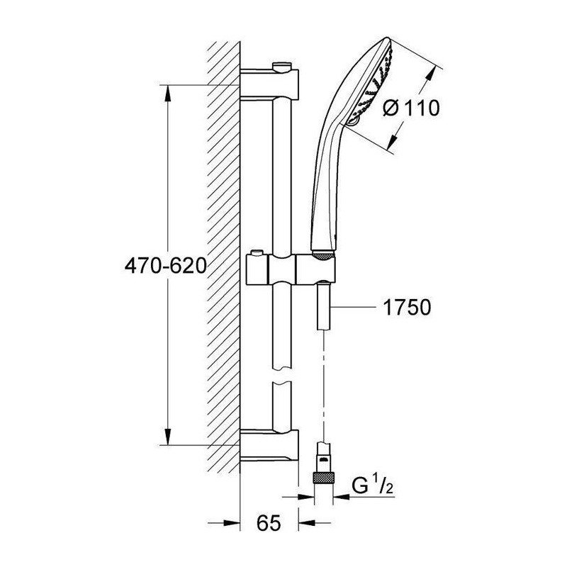 Grohe Vitalio Joy0 shower set, Vitalio Joy 3 Jets shower head, 600mm b