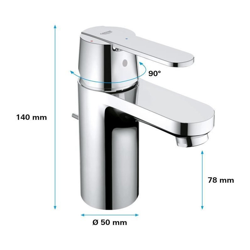 Get monocommande chrome sink mixer Size S - Grohe - 31148000