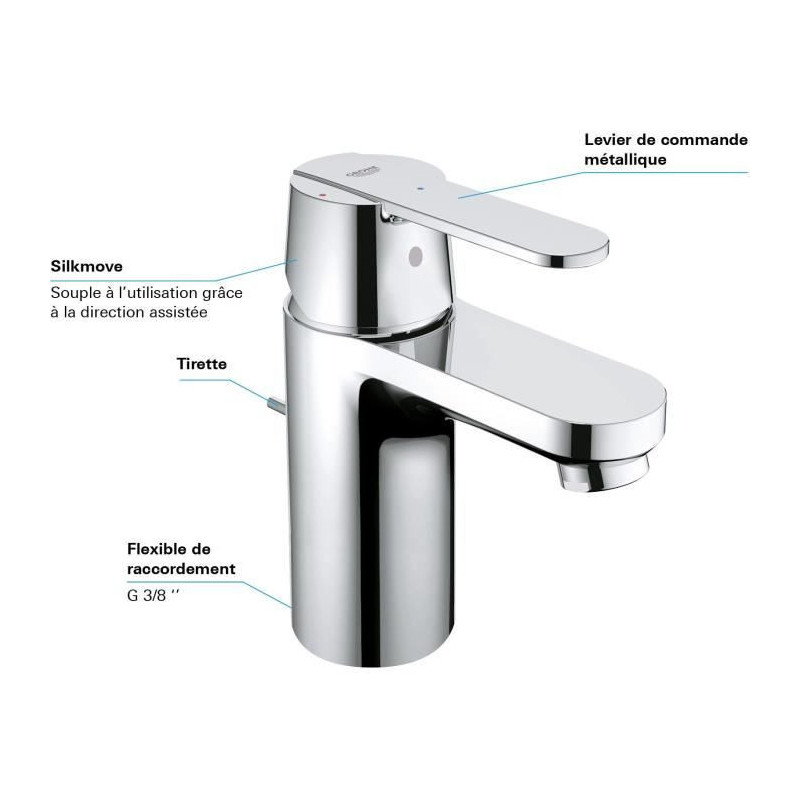 Get monocommande chrome sink mixer Size S - Grohe - 31148000