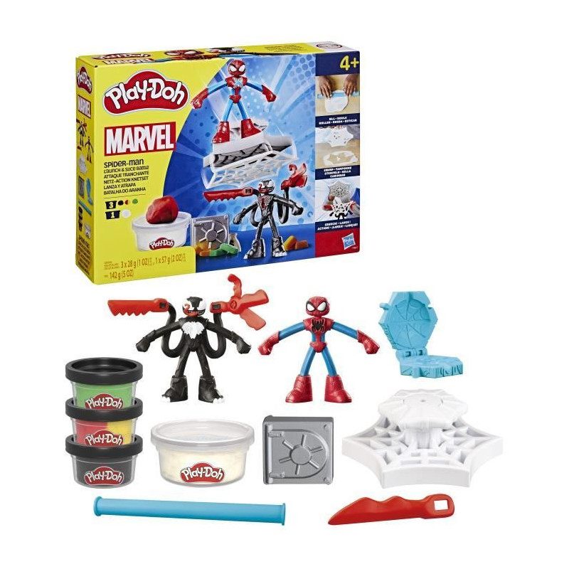 Play-Doh Spider-Man, Slash Attack box with 2 flexible figures, 7 acces