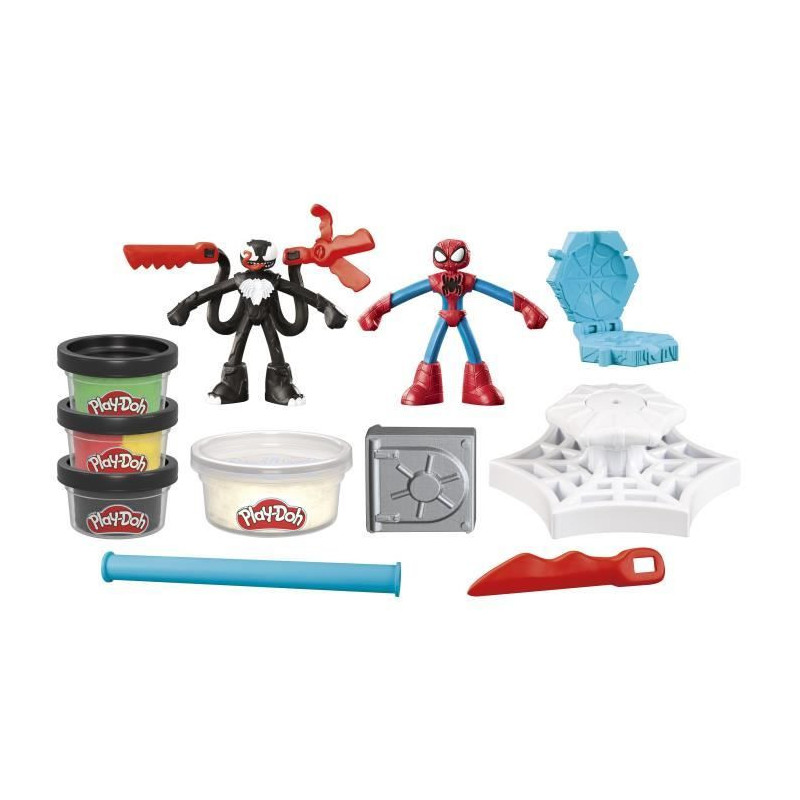 Play-Doh Spider-Man, Slash Attack box with 2 flexible figures, 7 acces