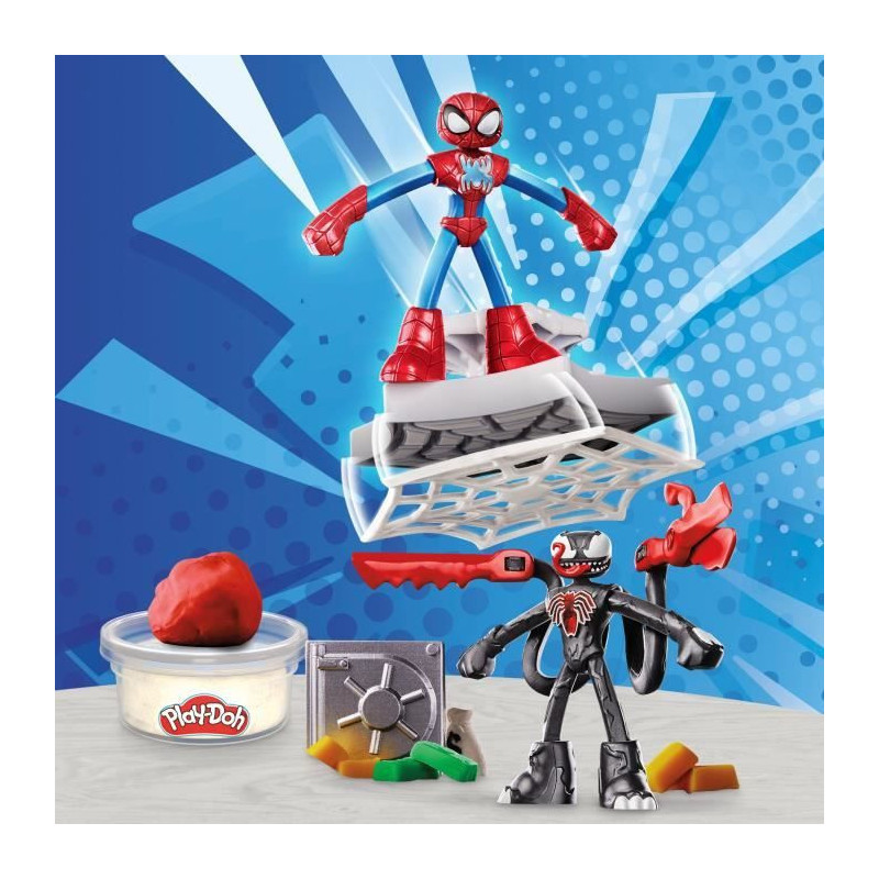 Play-Doh Spider-Man, Slash Attack box with 2 flexible figures, 7 acces
