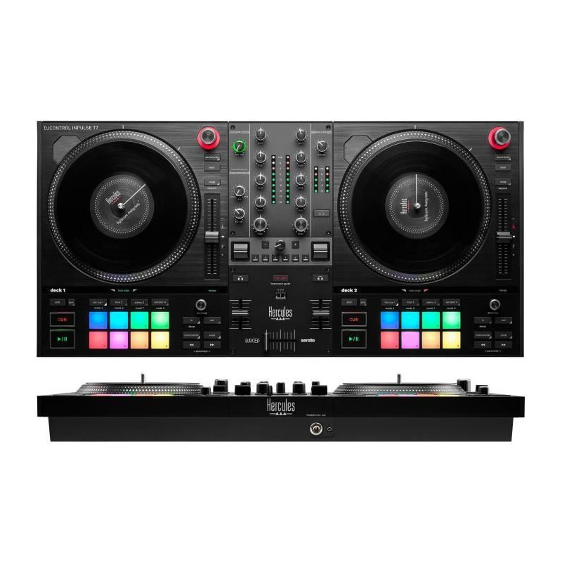 HERCULES DJCONTROL INPULSE T7 - Black motorized DJ controller with two