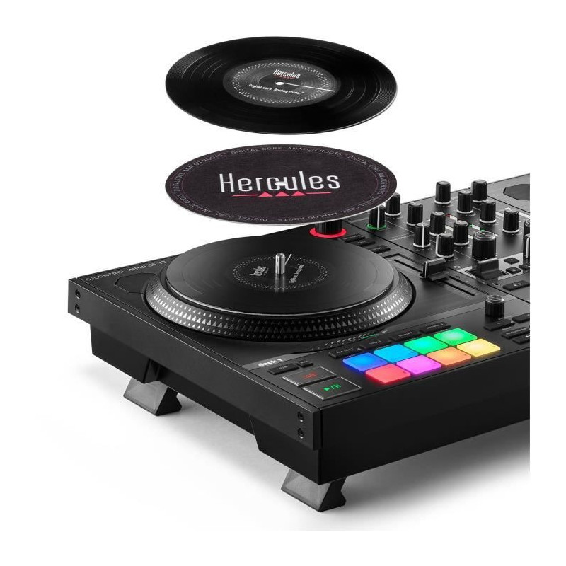 HERCULES DJCONTROL INPULSE T7 - Black motorized DJ controller with two
