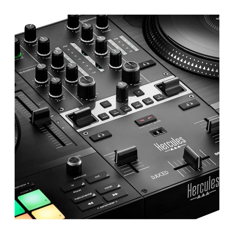 HERCULES DJCONTROL INPULSE T7 - Black motorized DJ controller with two
