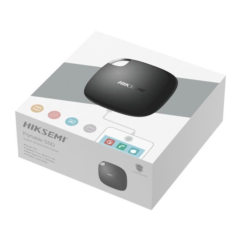 External SSD - HIKSEMI - T100 - 512GB - USB-C - 450MB/s - Black
