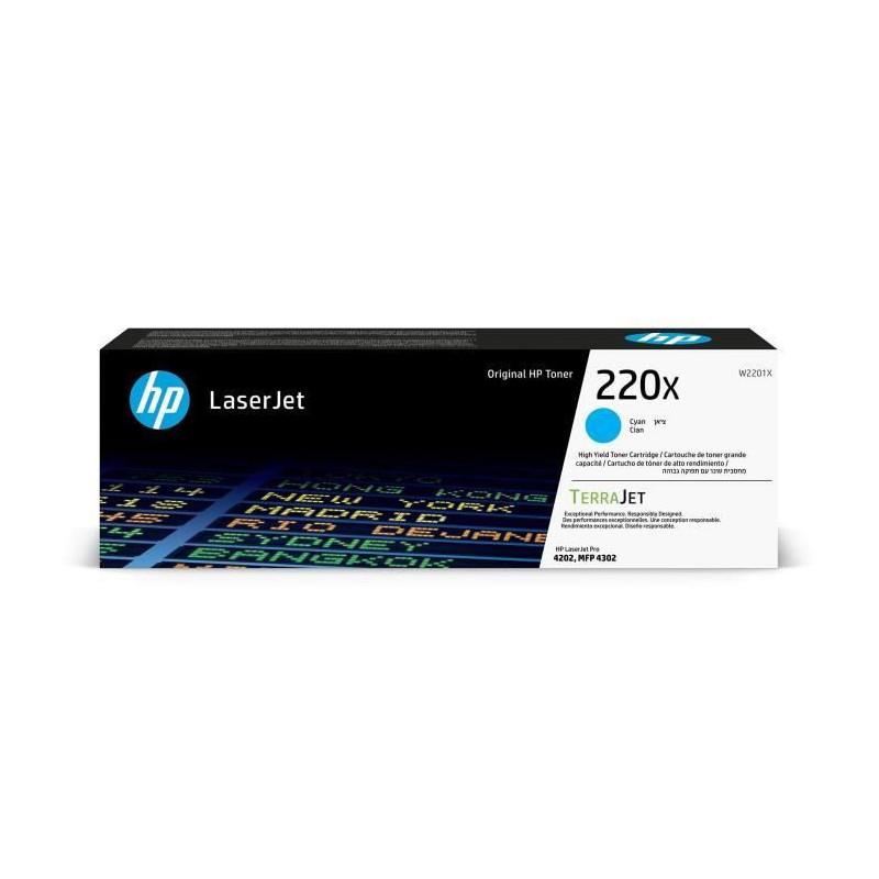 Original HP 220X Cyan High Yield Toner Cartridge (W2201X) for HP Laser